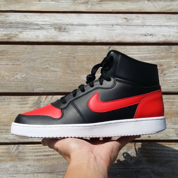 nike ebernon mid black and red